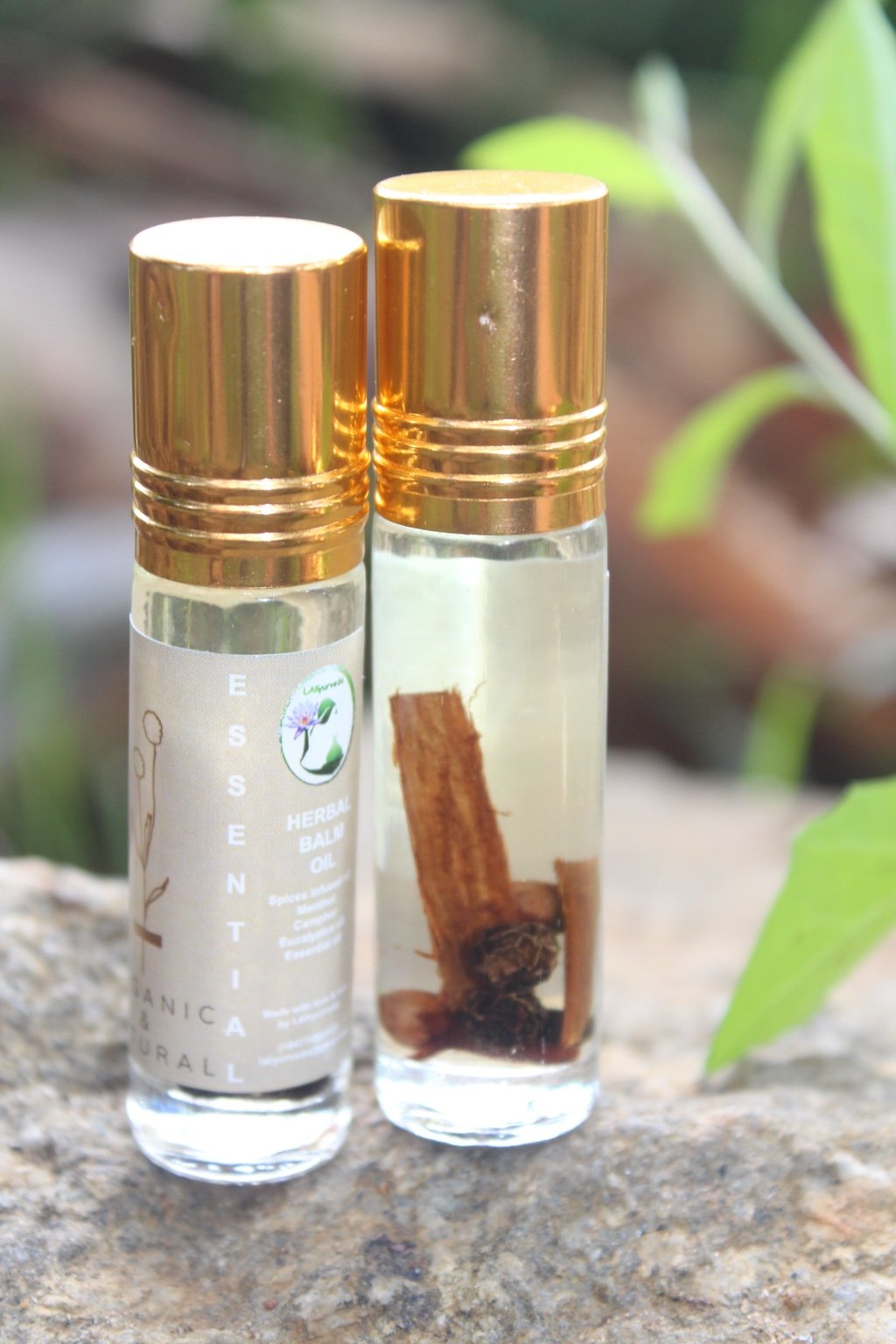 Essential herbal balm oil roll-on bottles